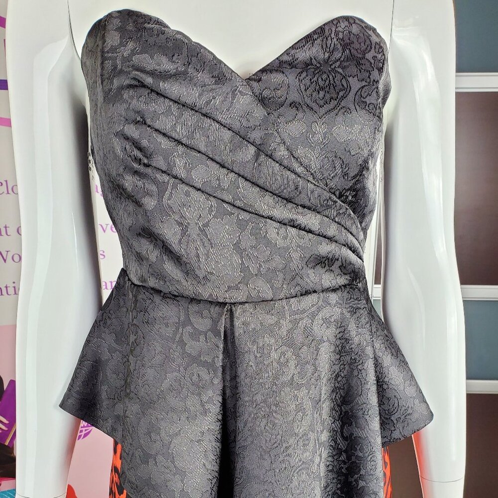 Women's Floral Black Print Strapless Top